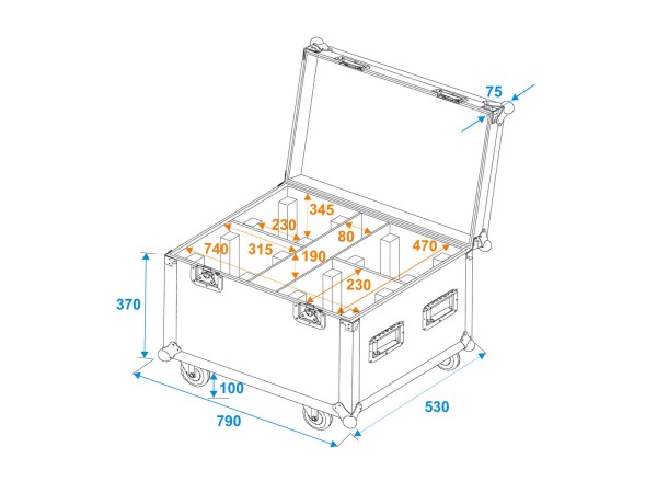 ROADINGER Flightcase 4x TMH-X4