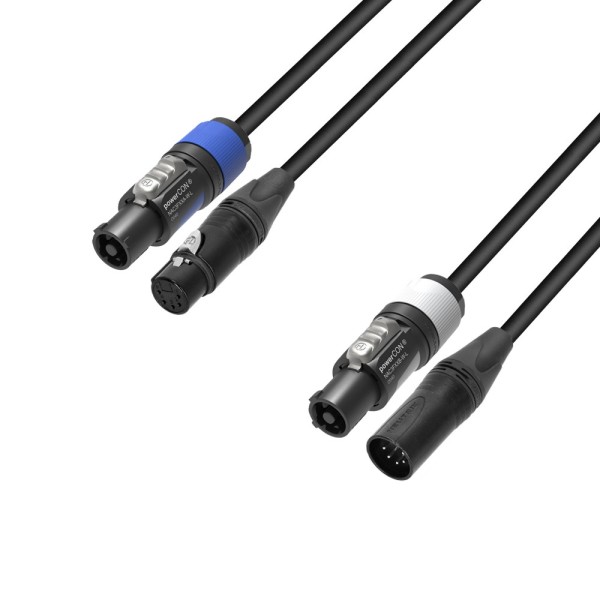 Adam Hall Cables 5 STAR H PCON 5D 0150 - Hybridkabel DMX Neutrik® 5-Pol XLR x powerCON® | 1,5 m