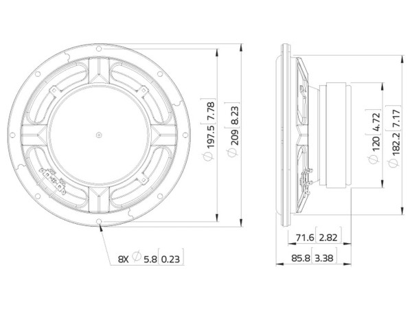 LAVOCE SSF081.50 8 Zoll Subwoofer, Ferrit, Stahlkorb