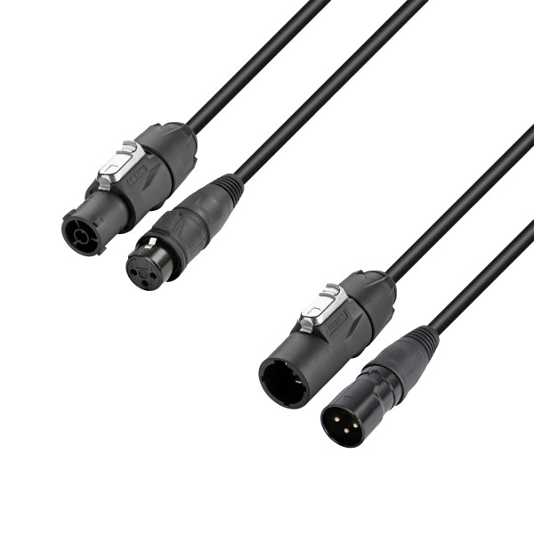 Adam Hall Cables 4 STAR H TCON D 0500 - Hybridkabel | Netz & DMX | XLR 3-Pol x X-Series IP65 | 5 m