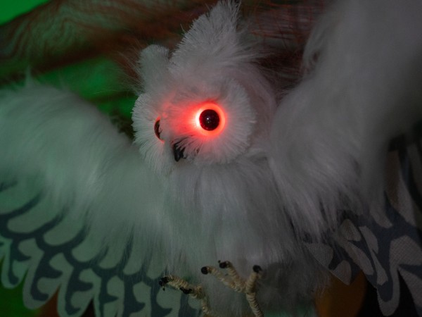 EUROPALMS Halloween Schnee-Eule, animiert, 80cm