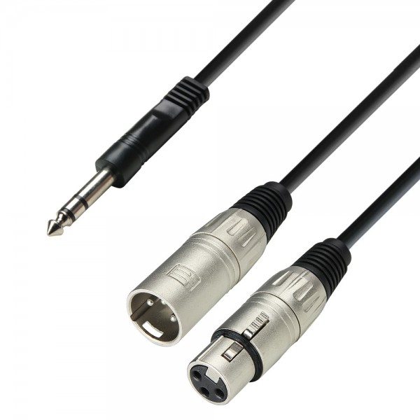 Adam Hall Cables K3 YVMF 0300 - Audiokabel 6,3 mm Klinke stereo auf XLR Stecker + XLR Buchse, 3 m