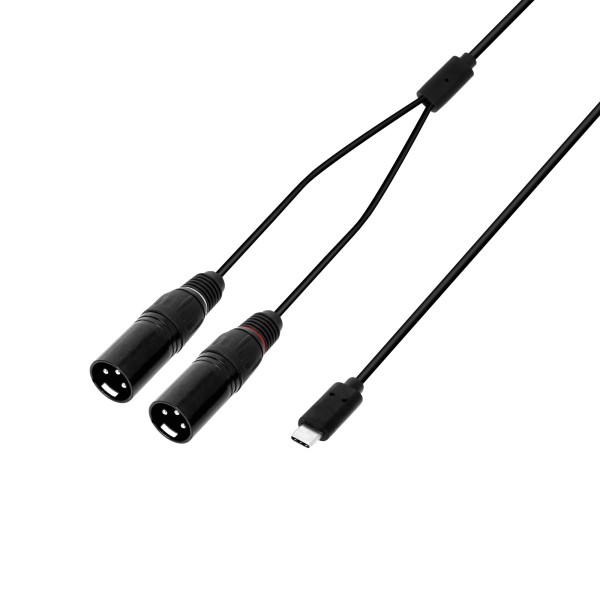 Adam Hall Cables 3 STAR Y MM USB-C 0300 - USB-C Y-Kabel | 2 x XLR Male x USB-C | 3 m