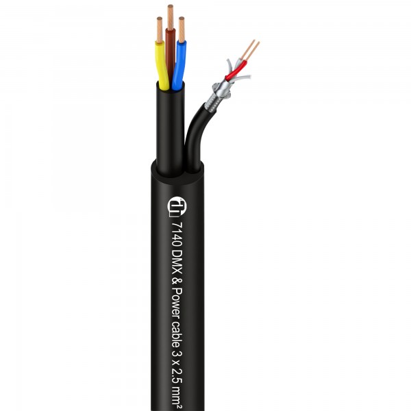 Adam Hall Cables 7140 - Netz- & DMX/AES Kabel 2 x 0,22 mm² + 3 x 2,5 mm²