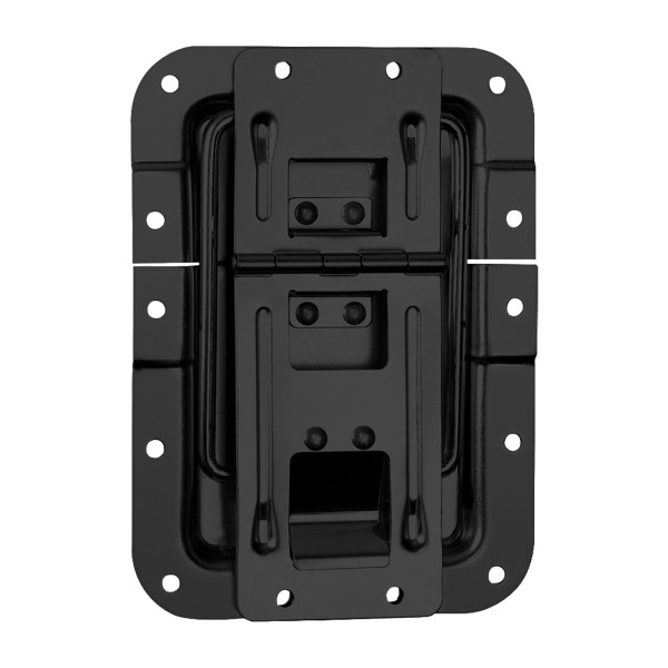 Adam Hall Hardware 270837 BLK - Deckelfeststeller groß, gekröpft, mit Scharnier und Klick-Stopp-Funk