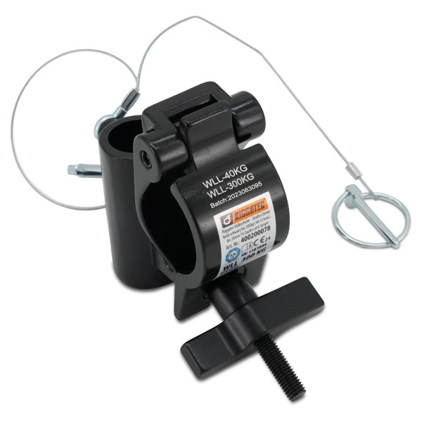 RIGGATEC Truss Clamp | black | WLL 300kg - zur Verwendung mit 28mm TV-Zapfen & 16mm Spigot | 48-51mm