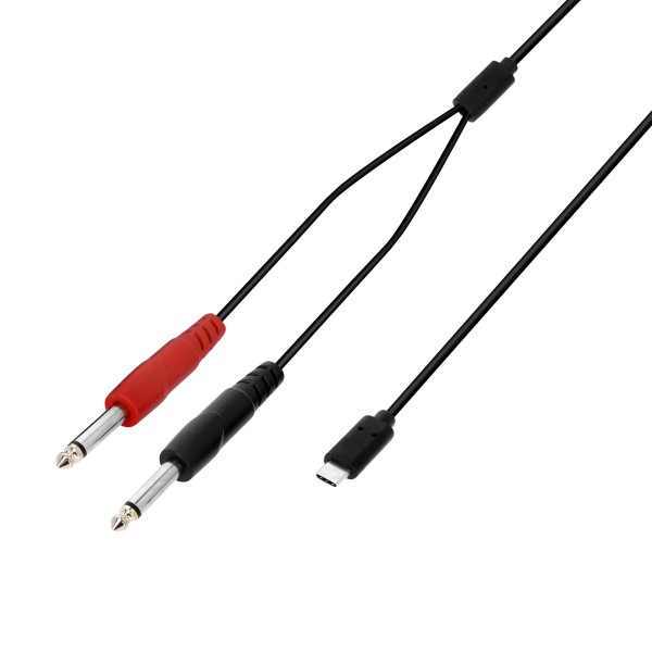 Adam Hall Cables 3 STAR Y PP USB-C 0300 - USB-C Y-Kabel | 2 x Klinke TS Male x USB-C | 3 m