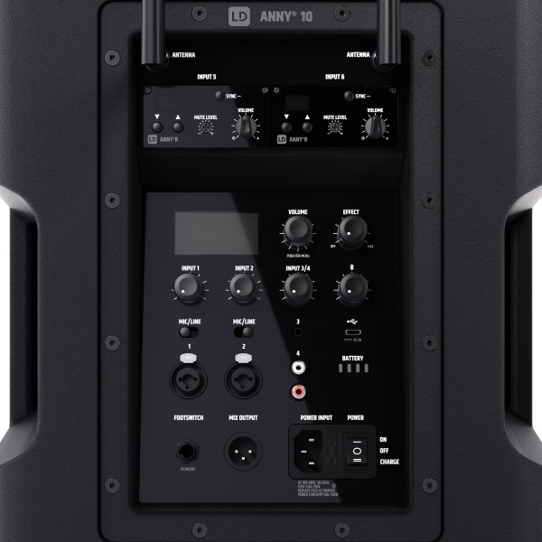 LD Systems ANNY® 10 HHD 2 B6 - 10" Mobiler Bluetooth® PA-Lautsprecher mit Akku, Mixer und 2x Funkmik